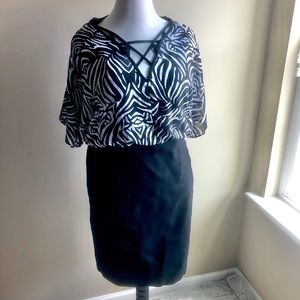 NWT Nicole Miller Zebra Strappy Cold ShoulderDress